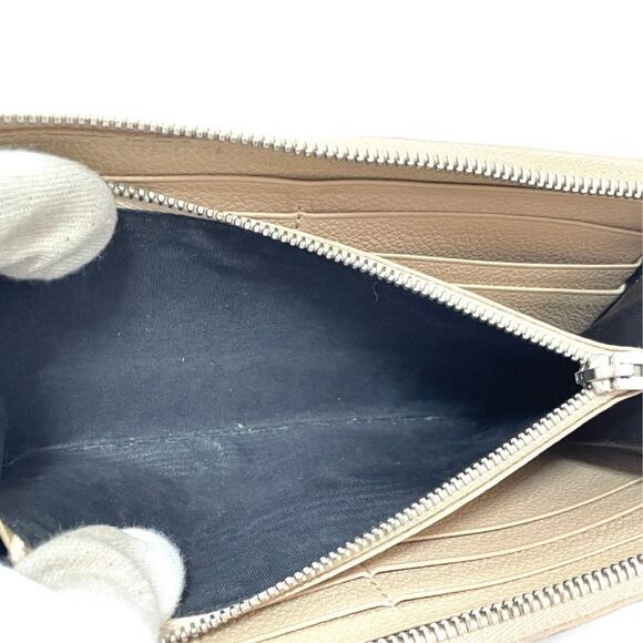 Saint Laurent (Authentic) Nude Beige Leather YSL Zippy Long Wallet w/ Box, VGUC - Picture 10 of 14